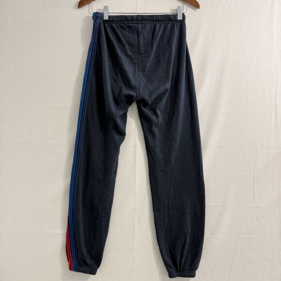 Aviator Nation Sweatpants Womens Small Grey 5 Stripe Joggers Made in USA Rainbow - Picture 2 of 11